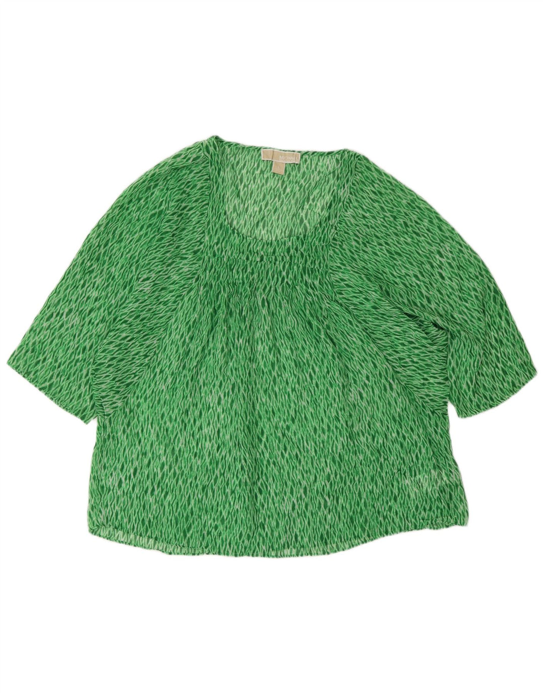Michael Kors Womens Blouse Top UK 16 Large Green Argyle/Diamond Polyester
