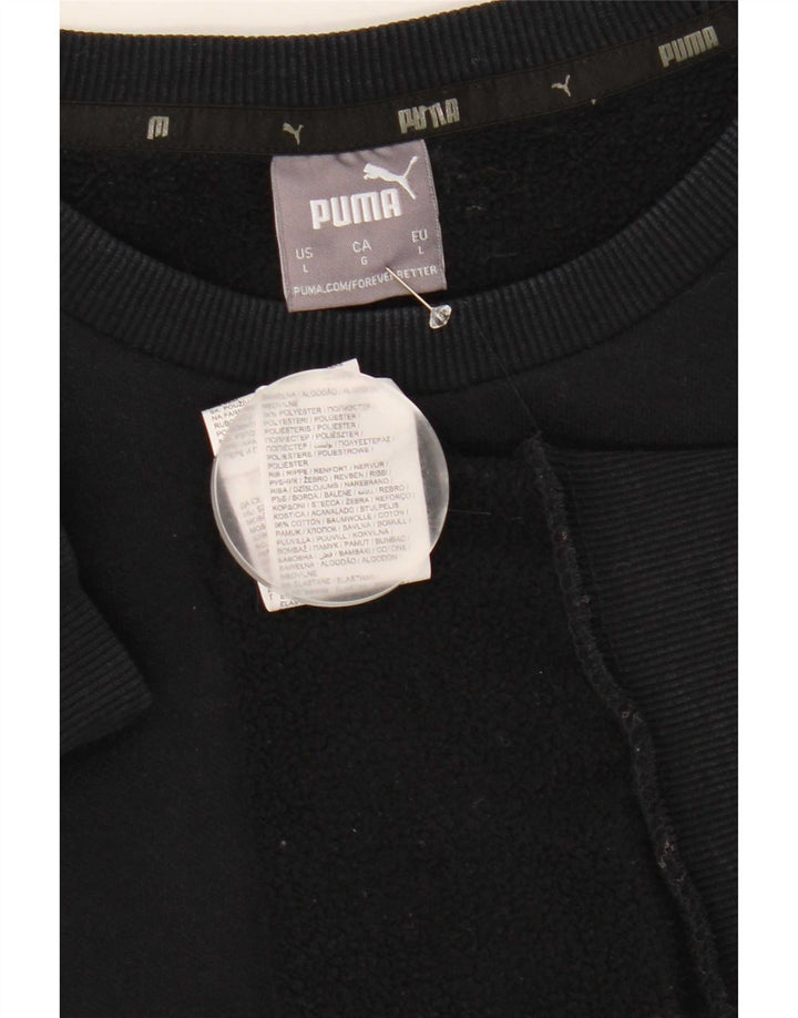 Puma Womens Graphic Sweatshirt Jumper UK 16 Large Black Cotton