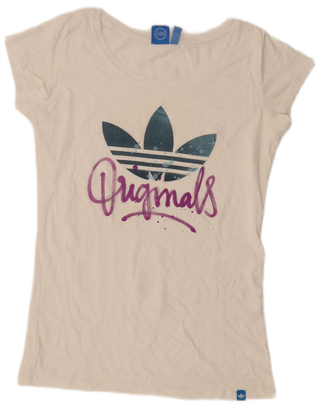 Adidas Womens Graphic T-Shirt Top UK 12 Medium White