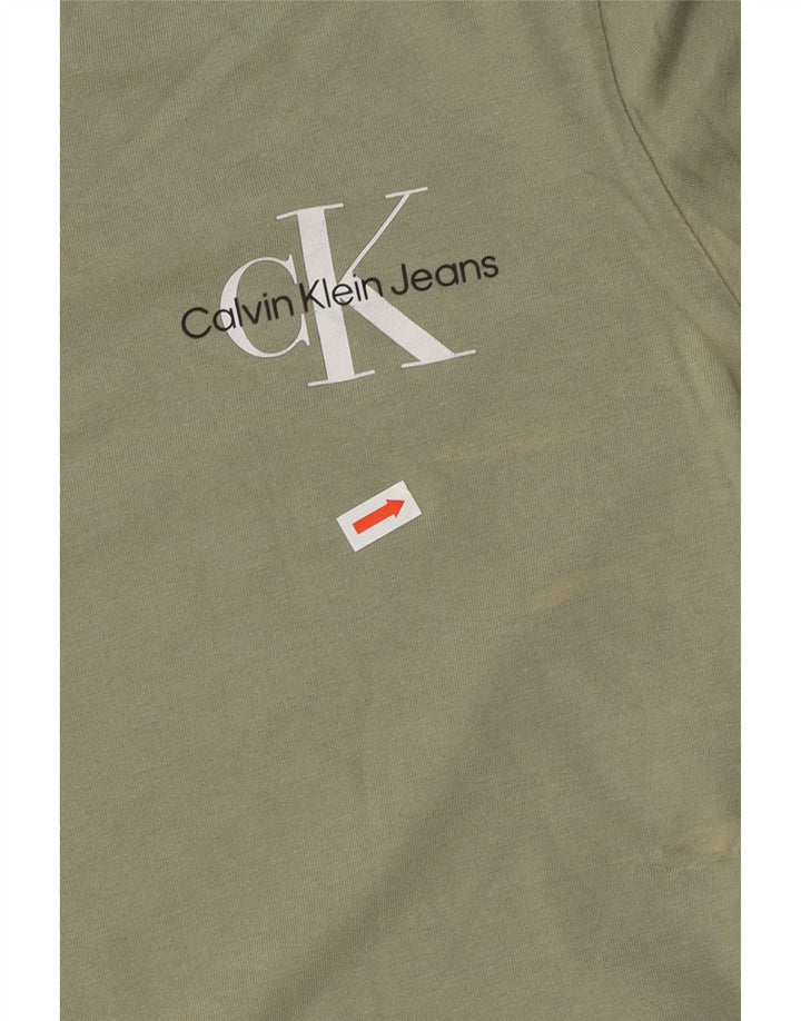 CALVIN KLEIN Womens T-Shirt Top UK 14 Medium Green Cotton Vintage Calvin Klein and Second-Hand Calvin Klein from Messina Hembry 