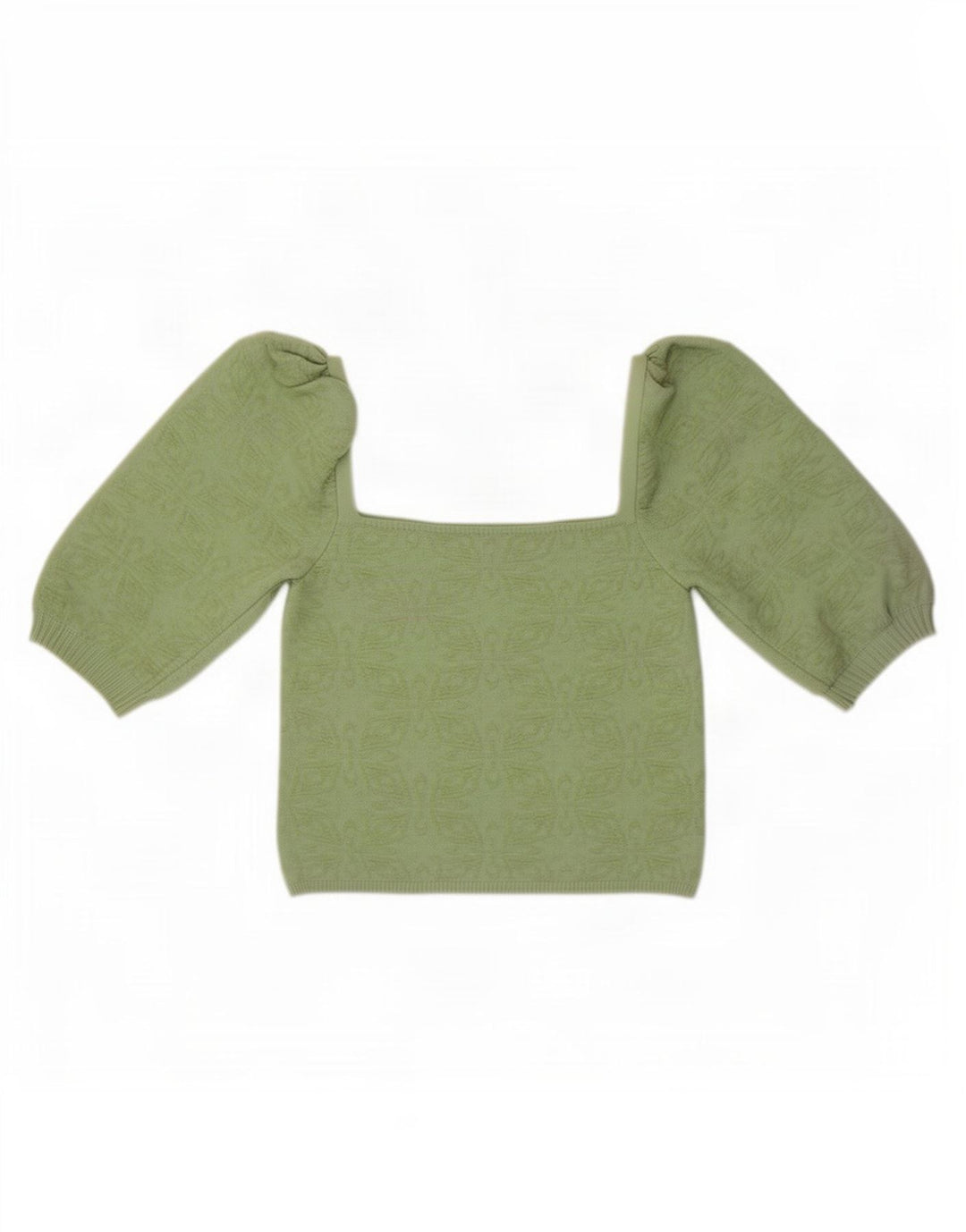 Zara Womens Crop Off Shoulder Top UK 14 Large Green Floral Polyester