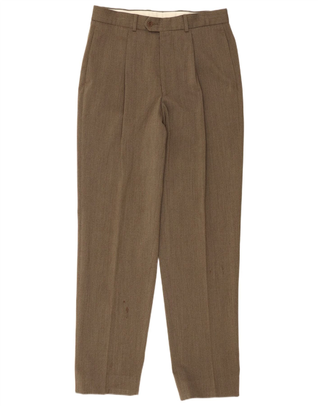 Marks & Spencer Mens Pegged Suit Trousers W32 L33 Khaki New Wool