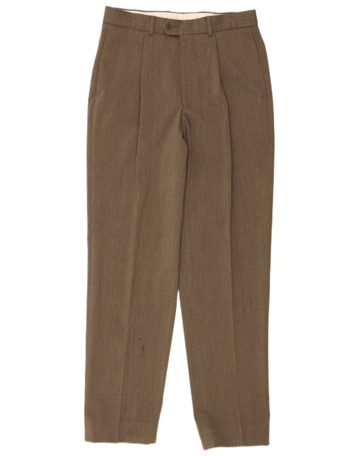 Marks & Spencer Mens Pegged Suit Trousers W32 L33 Khaki New Wool