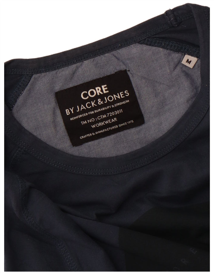 Jack & Jones Mens Graphic Top Long Sleeve Medium Navy Blue