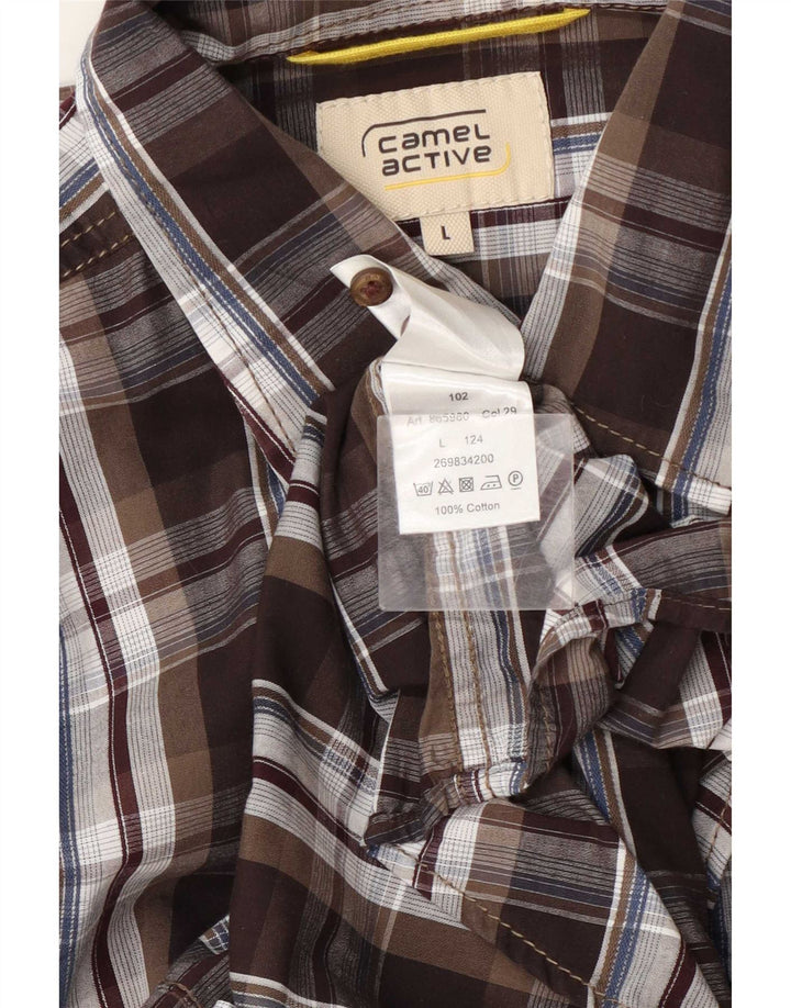 Camel Active Mens Shirt Large Brown Check Cotton