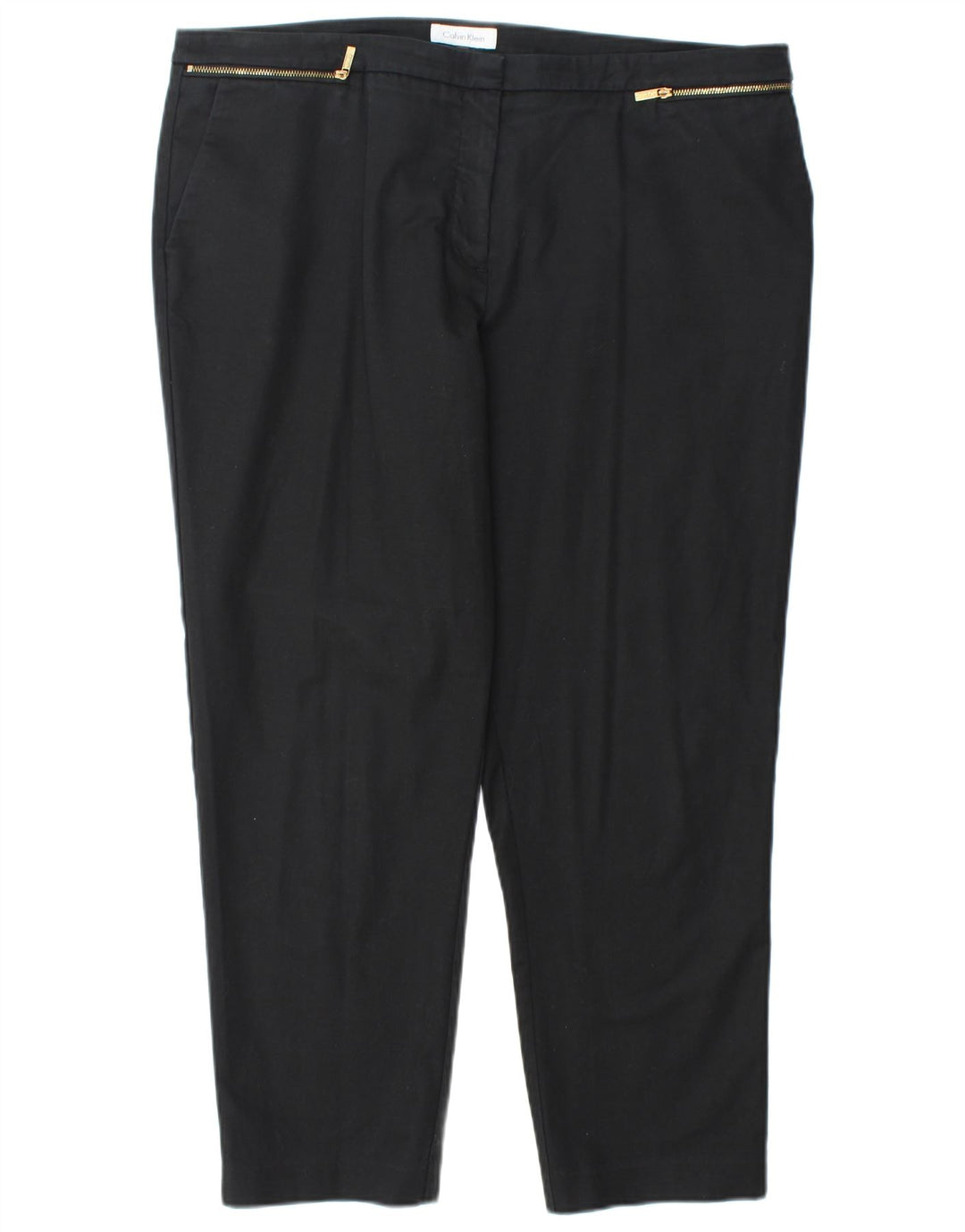 CALVIN KLEIN Womens Straight Cropped Trousers W38 L27 Black Cotton