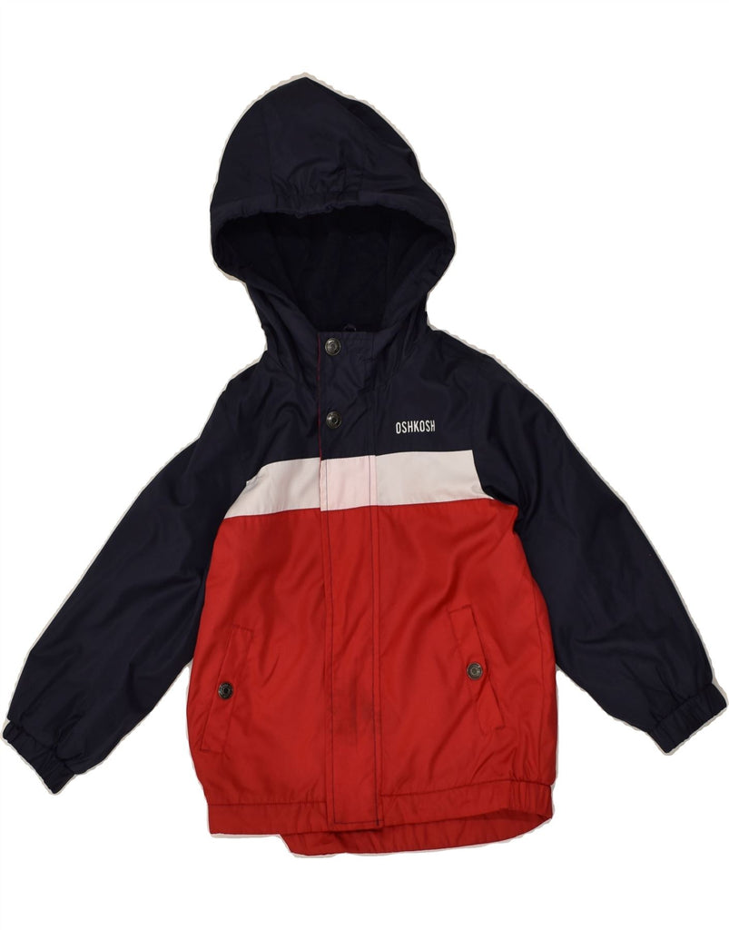 OSH KOSH Boys Hooded Windbreaker Jacket 3-4 Years Red Colourblock | Vintage Osh Kosh | Thrift | Second-Hand Osh Kosh | Used Clothing | Messina Hembry 