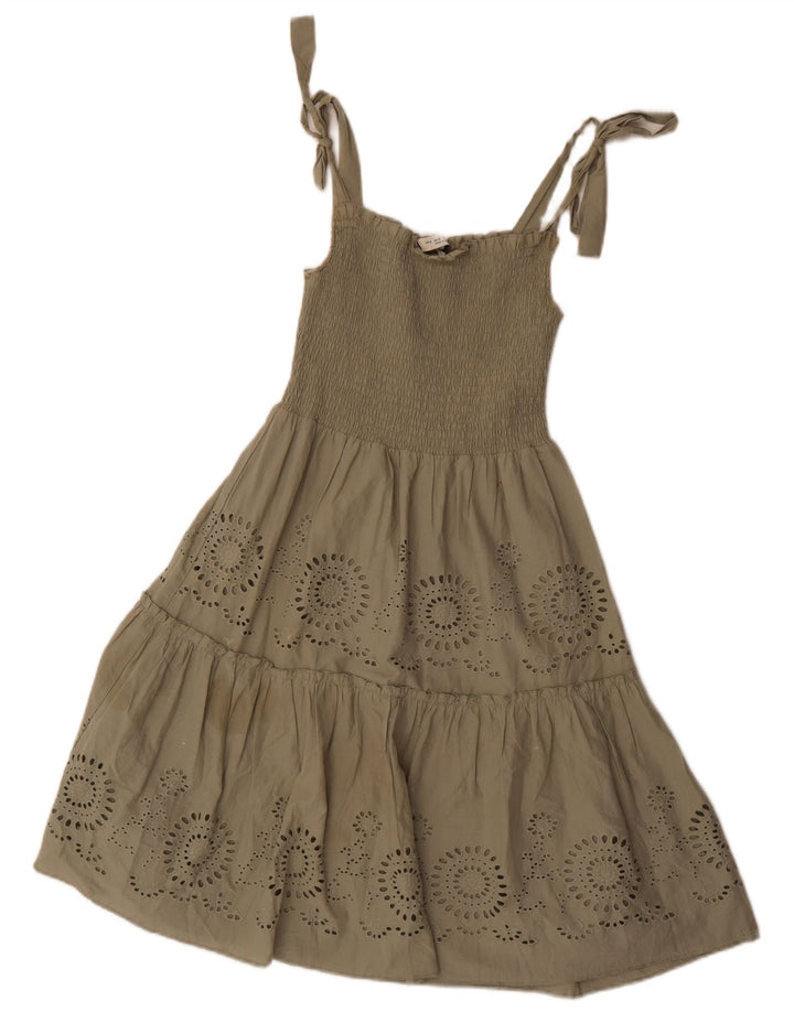 Zara Womens Sundress UK 8 Small Khaki Polyester