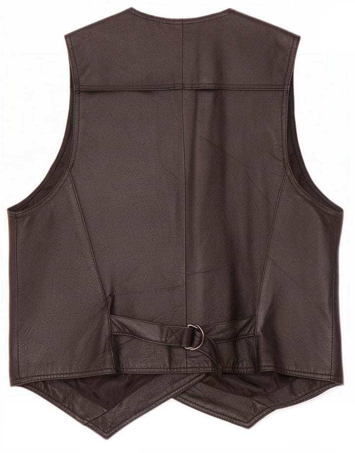 John F Gee Mens Leather Waistcoat Medium Black