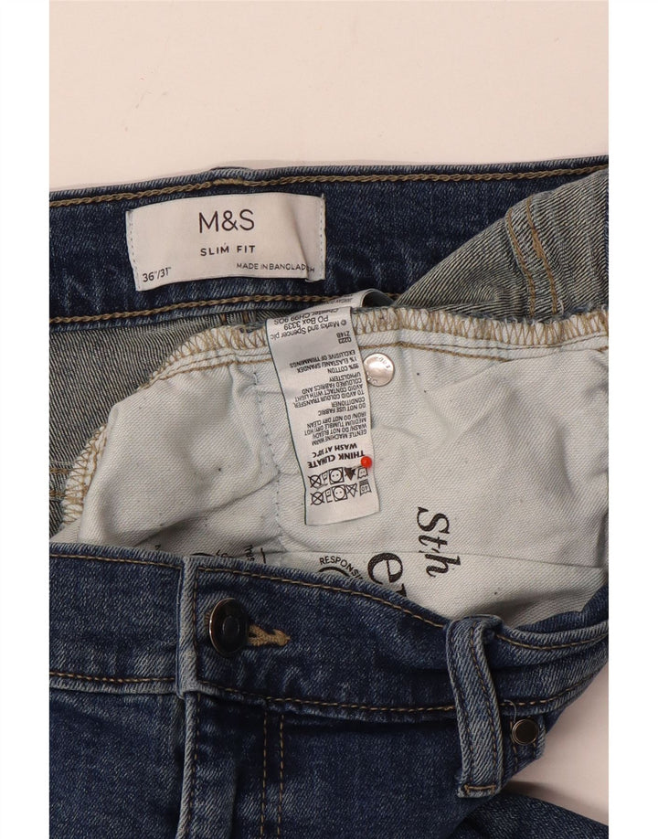 Marks & Spencer Mens Slim Jeans W36 L31 Blue Cotton