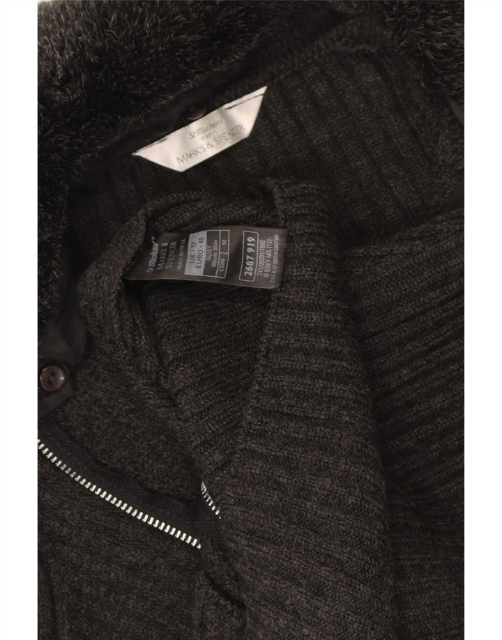 Marks & Spencer Womens Cardigan Sweater UK 12 Medium Grey Acrylic