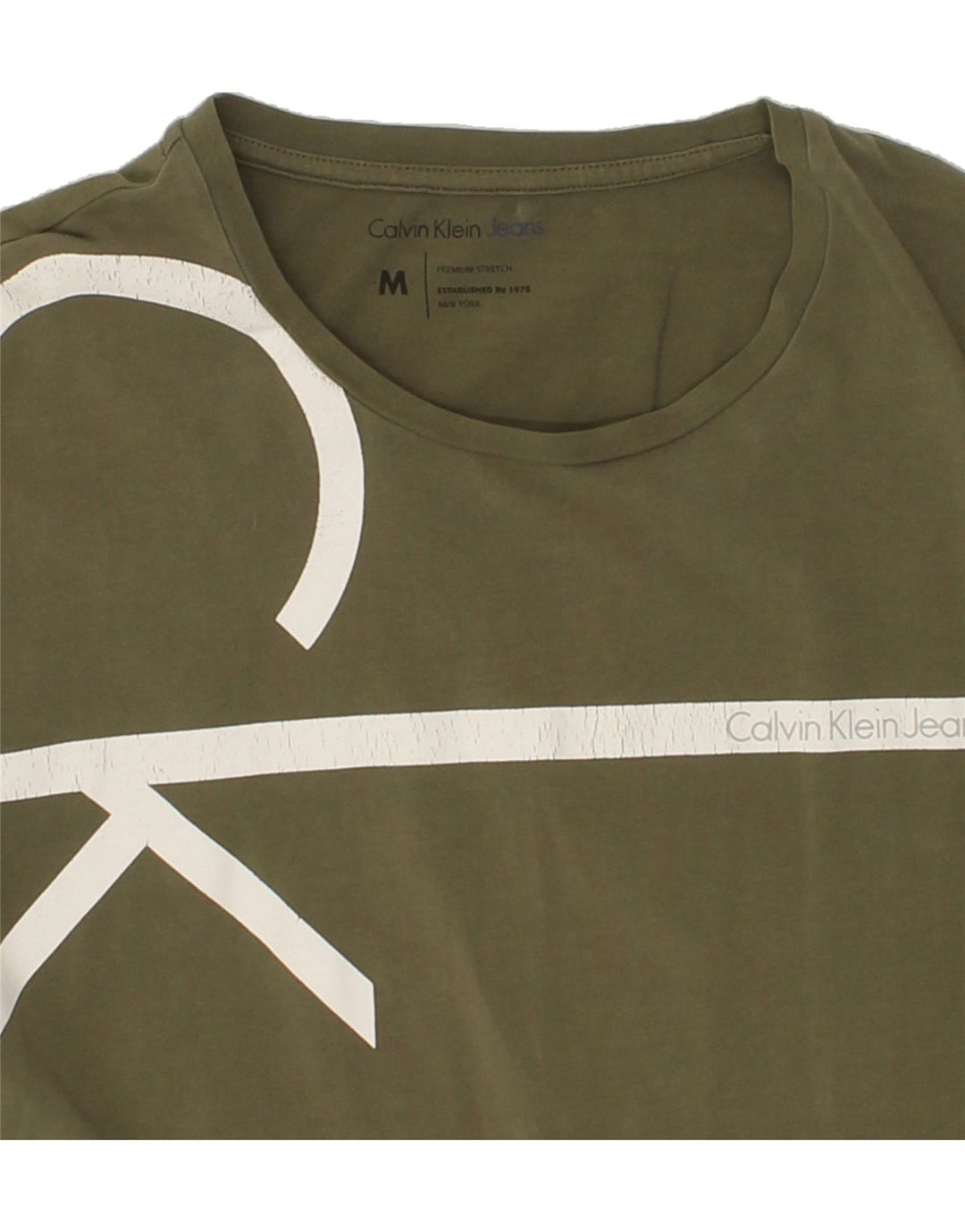 CALVIN KLEIN Mens Graphic T-Shirt Top Medium Green Cotton Vintage Calvin Klein and Second-Hand Calvin Klein from Messina Hembry 