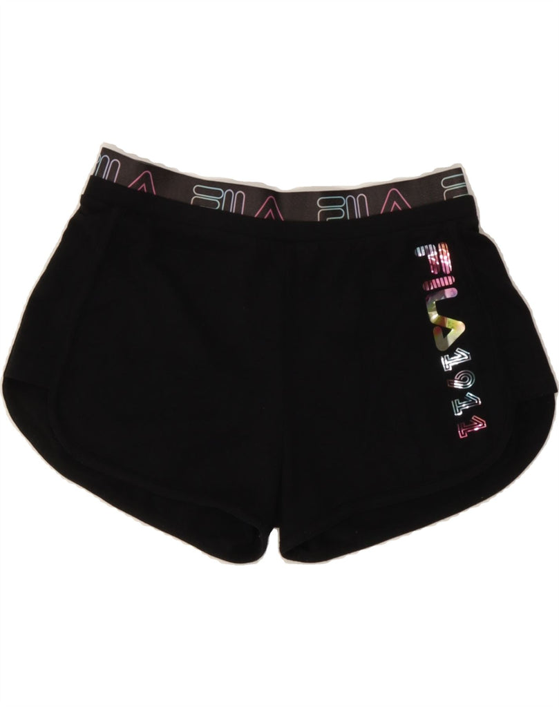 FILA Womens Graphic Sport Shorts UK 10 Small  Black Vintage Fila and Second-Hand Fila from Messina Hembry 