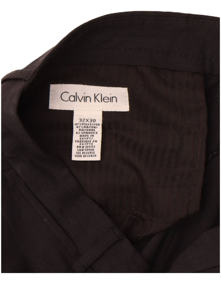 Calvin Klein Mens Straight Chino Trousers W32 L30 Black Polyester