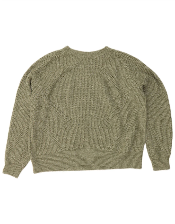 Marks & Spencer Womens Crew Neck Jumper Sweater UK 14 Medium Green Acrylic