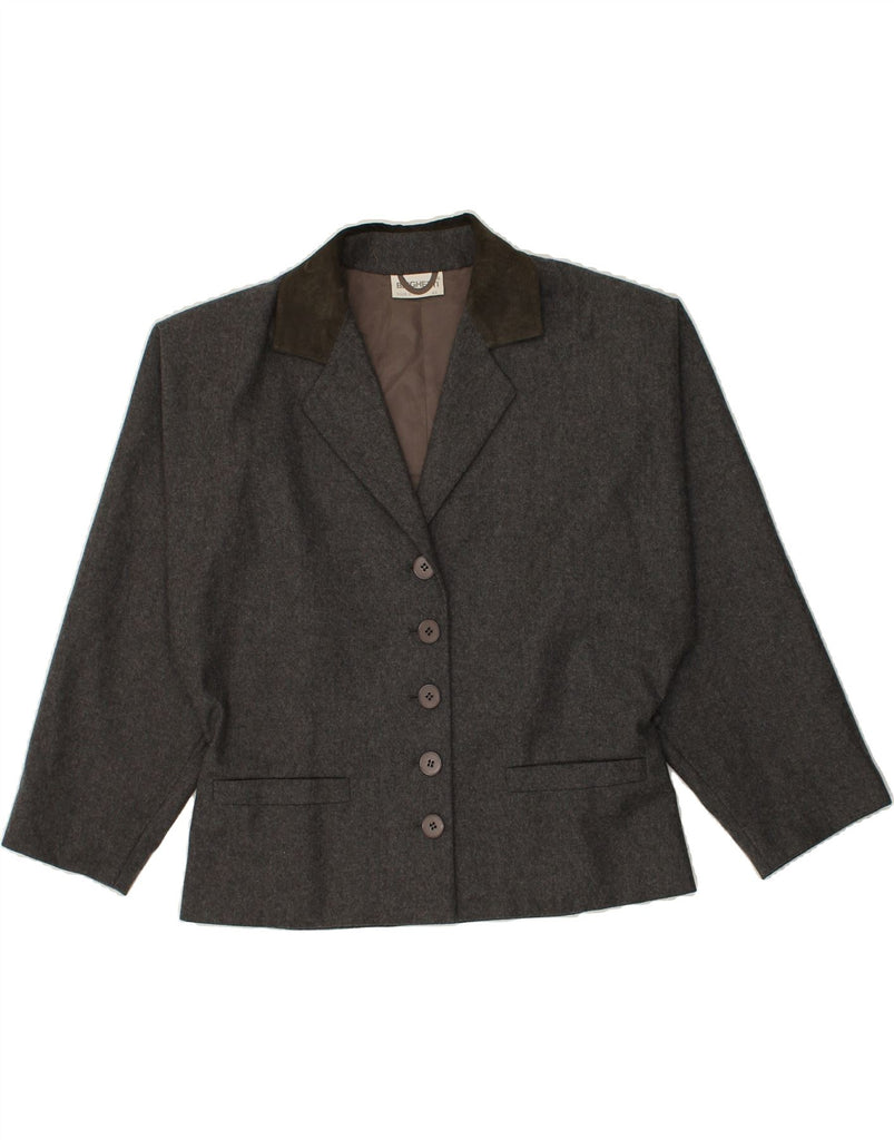 VINTAGE Womens 5 Button Blazer Jacket IT 42 Medium Grey Wool | Vintage Vintage | Thrift | Second-Hand Vintage | Used Clothing | Messina Hembry 