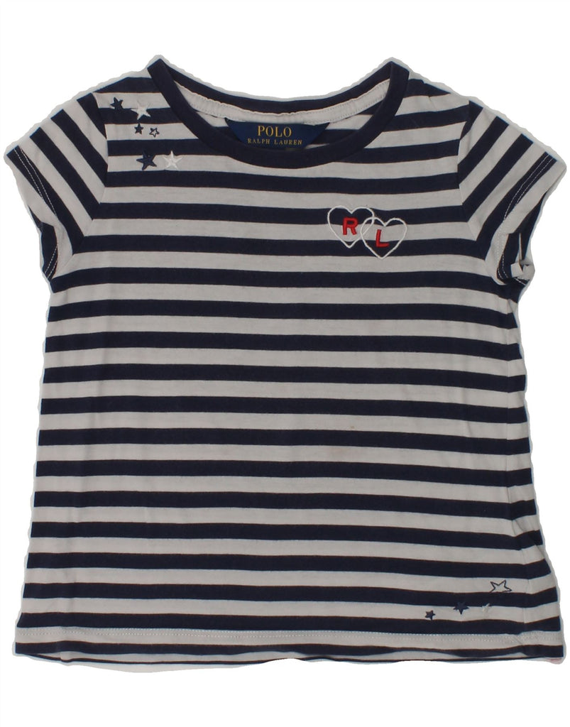 POLO RALPH LAUREN Girls T-Shirt Top 2-3 Years Navy Blue Striped Cotton | Vintage Polo Ralph Lauren | Thrift | Second-Hand Polo Ralph Lauren | Used Clothing | Messina Hembry 