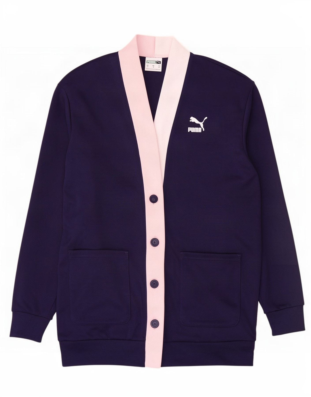 Puma Womens Tracksuit Top Jacket UK 14 Medium Navy Blue Colourblock