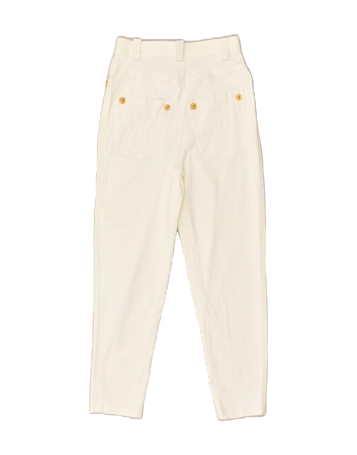 RENA LANGE Womens High Waist Slim Jeans UK 10 Small W26 L24  Off White | Vintage Rena Lange | Thrift | Second-Hand Rena Lange | Used Clothing | Messina Hembry 