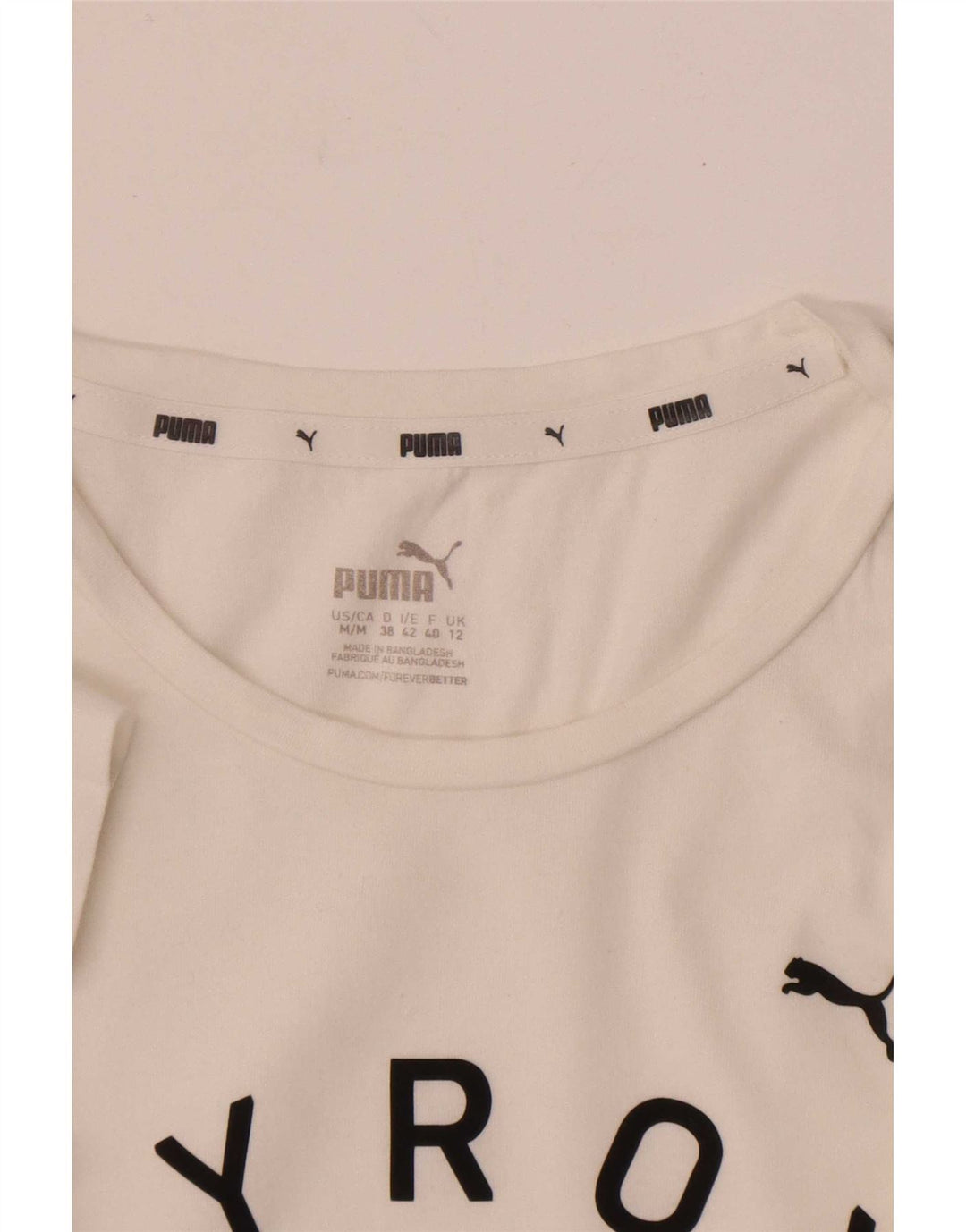 Puma Womens Graphic T-Shirt Top UK 12 Medium White