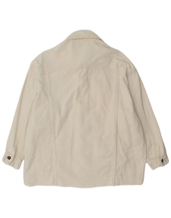 Zara Womens Oversized Corduroy Jacket UK 10 Small Off White Cotton