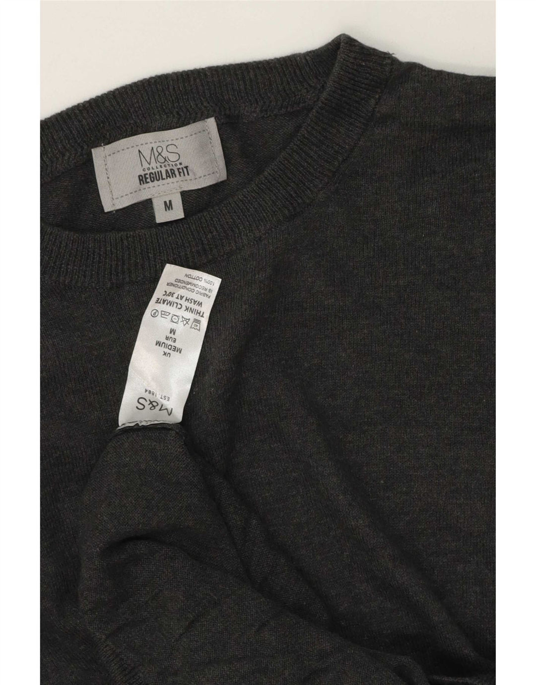 Marks & Spencer Mens Regular Fit Boat Neck Jumper Sweater Medium Grey