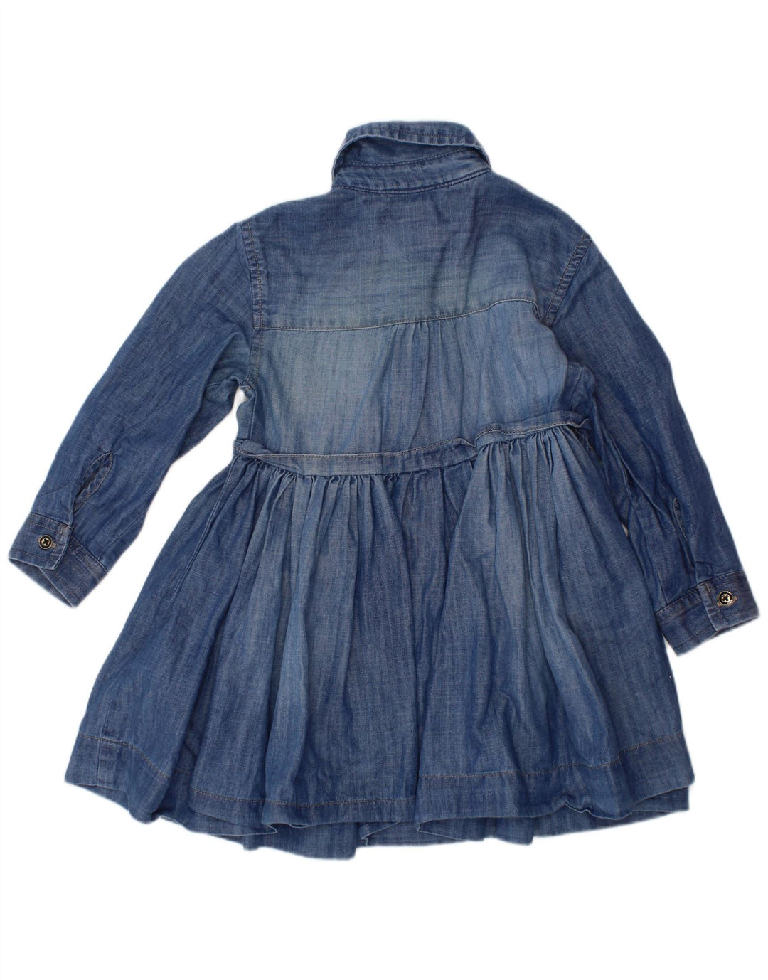TOMMY HILFIGER Baby Girls Long Sleeve Denim Dress 18-24 Months Blue Cotton