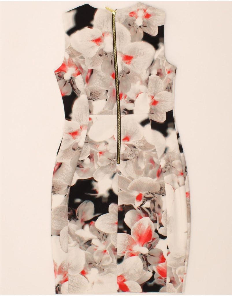 CALVIN KLEIN Womens Sleeveless Sheath Dress US 6 Medium Grey Floral Vintage Calvin Klein and Second-Hand Calvin Klein from Messina Hembry 