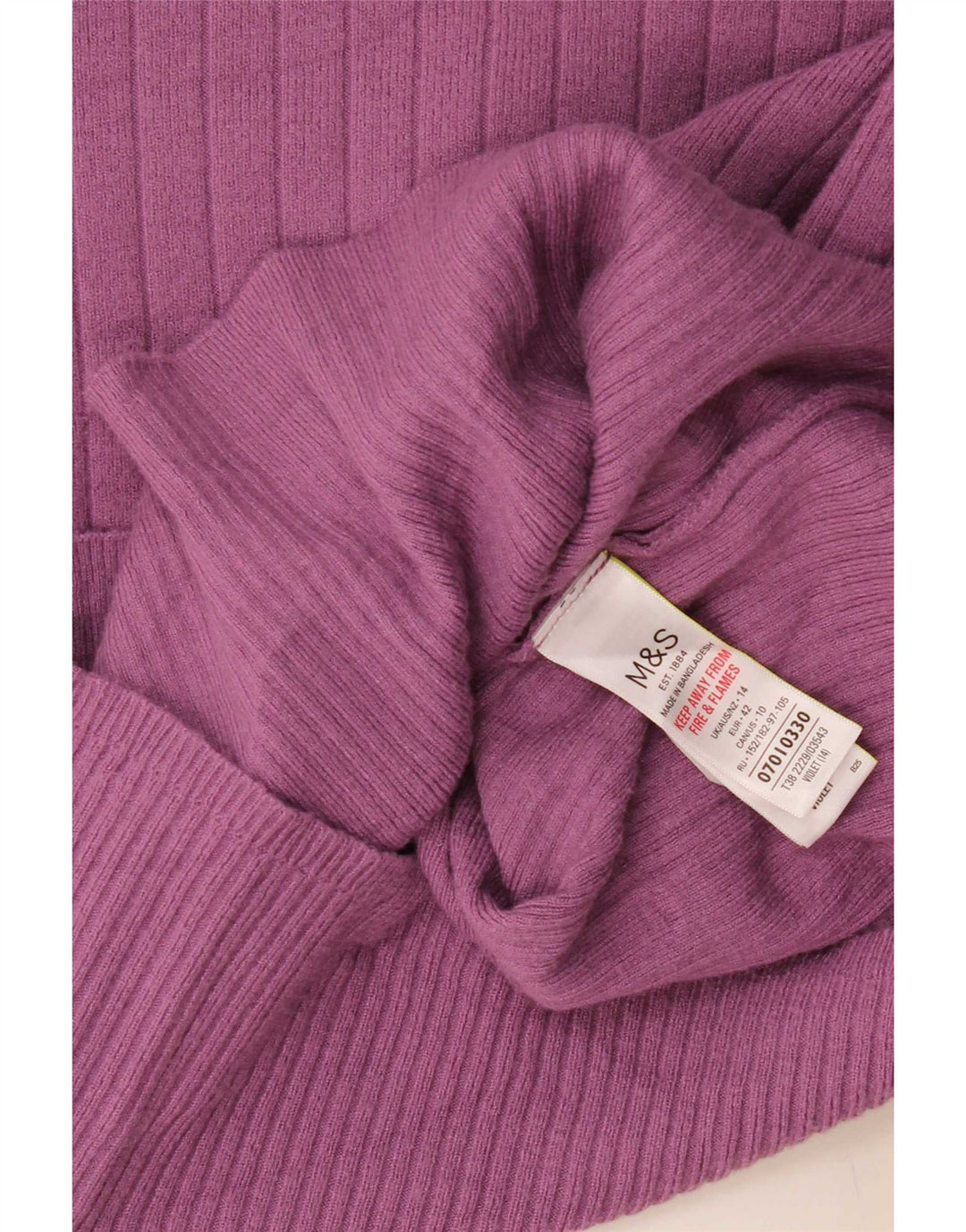 Marks & Spencer Womens Turtle Neck Jumper Sweater UK 14 Large Purple