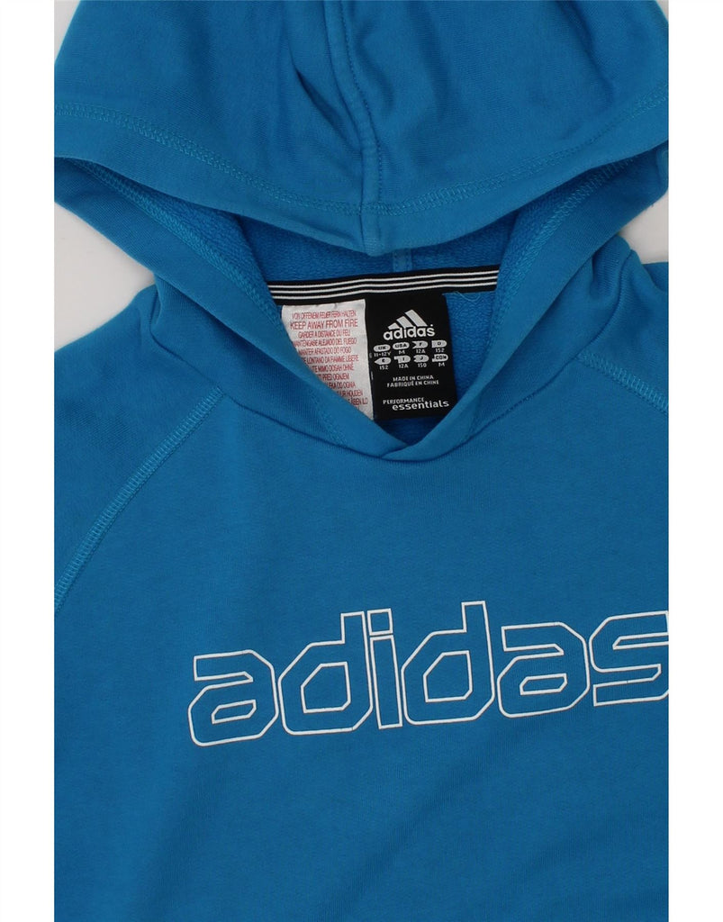 ADIDAS Boys Graphic Hoodie Jumper 11-12 Years Blue Cotton Vintage Adidas and Second-Hand Adidas from Messina Hembry 