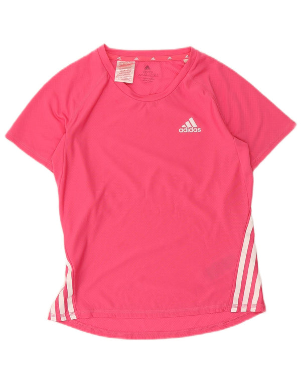 Adidas Girls T-Shirt Top 11-12 Years Pink Polyester