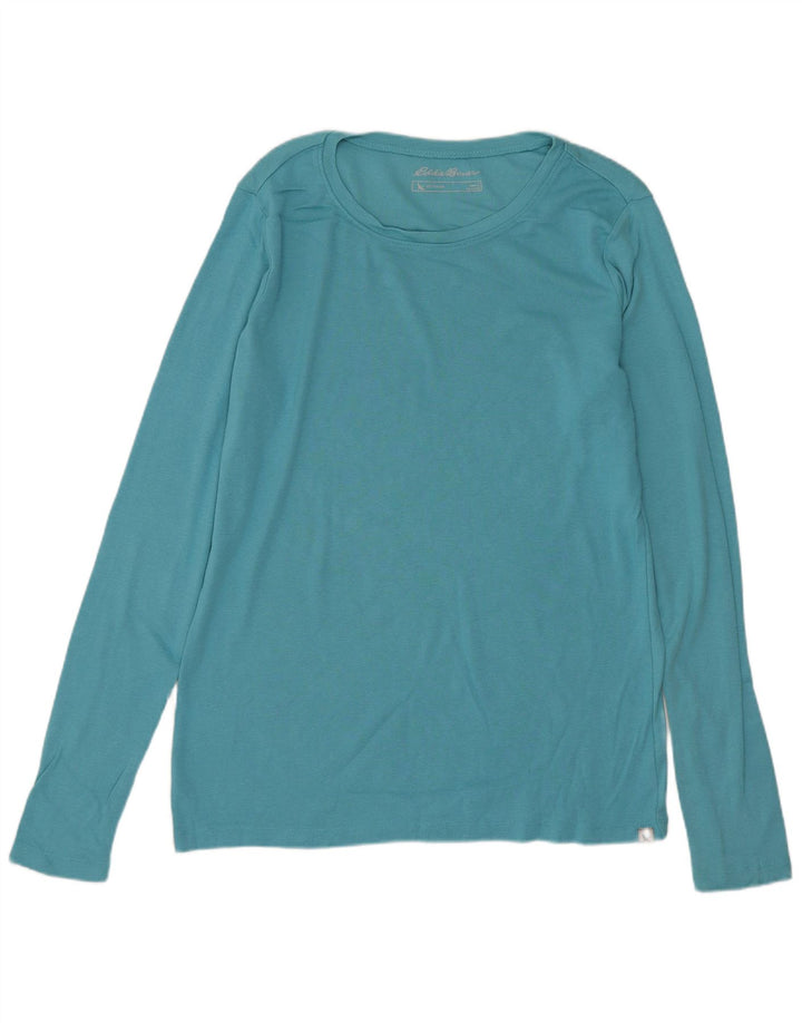Eddie Bauer Womens Top Long Sleeve UK 14 Large Blue Cotton