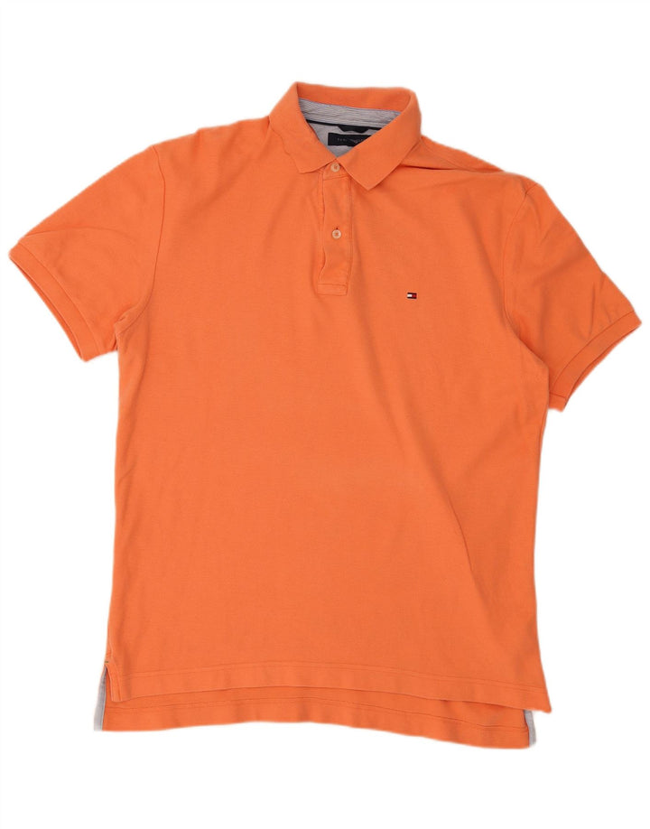 Tommy Hilfiger Mens Polo Shirt Large Orange Cotton