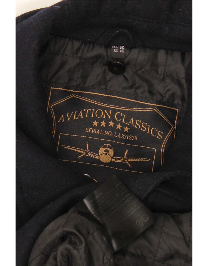 Vintage Mens Bomber Jacket UK 40 Large Navy Blue Wool