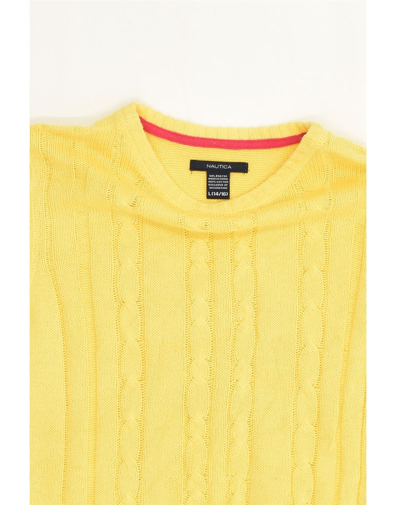 NAUTICA Girls Boat Neck Jumper Sweater 14-15 Years Large Yellow Cotton | Vintage Nautica | Thrift | Second-Hand Nautica | Used Clothing | Messina Hembry 