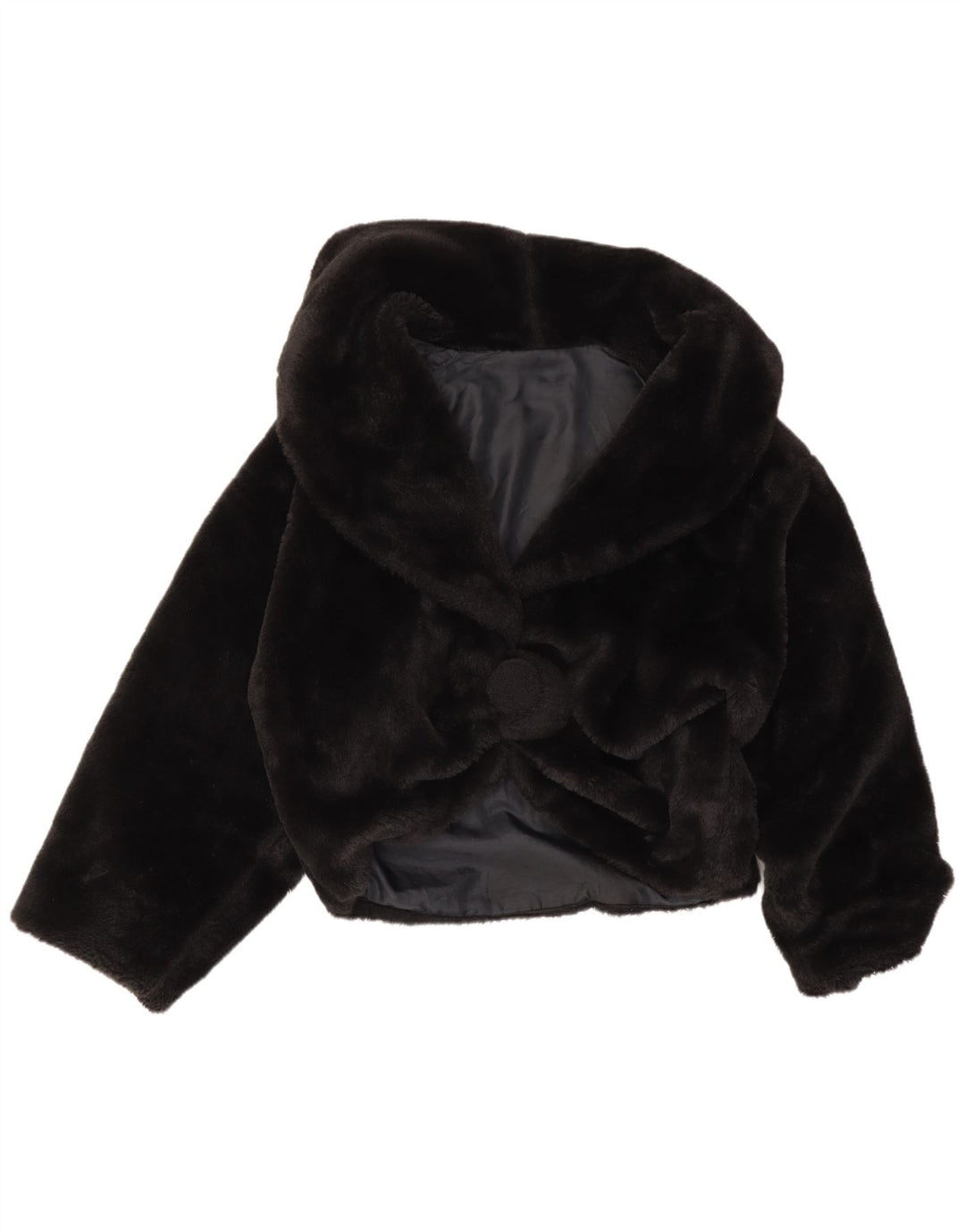 Vintage Womens Oversized Faux Fur Jacket UK 16 Large Black