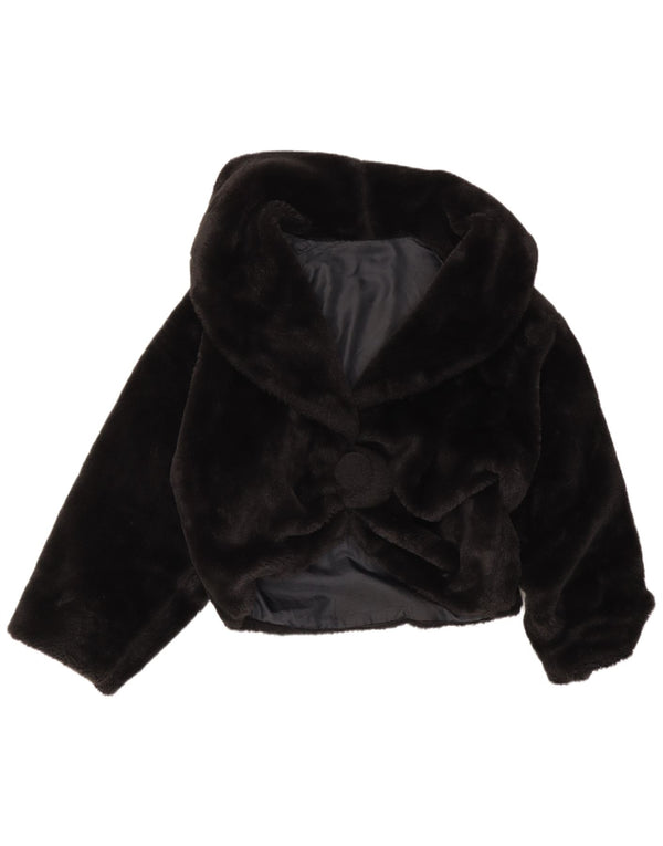 Vintage Womens Oversized Faux Fur Jacket UK 16 Large Black