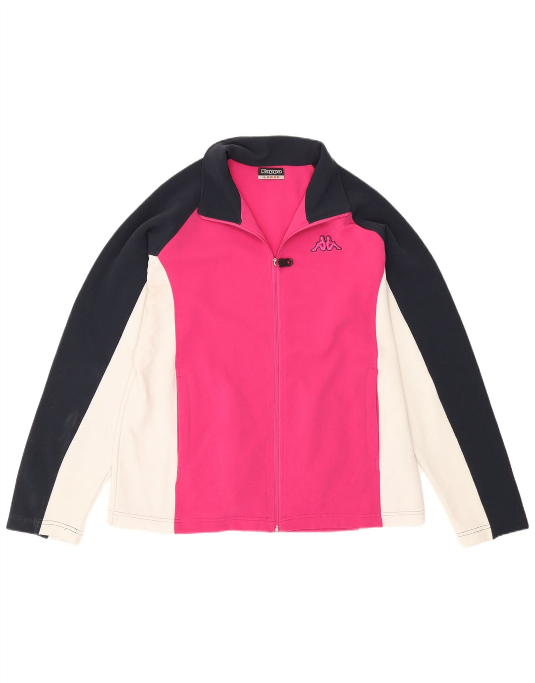 Kappa Womens Tracksuit Top Jacket UK 16 Large Pink Colourblock Polyester