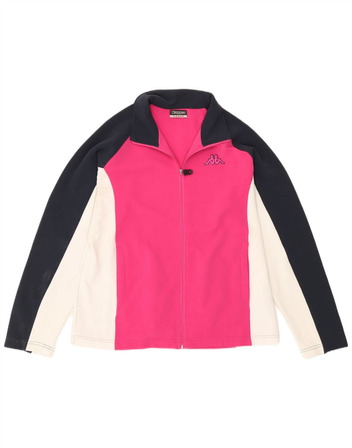 Kappa Womens Tracksuit Top Jacket UK 16 Large Pink Colourblock Polyester