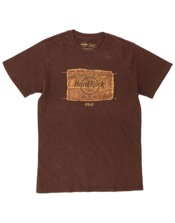 Hard Rock Cafe Mens Oslo Graphic T-Shirt Top Small Brown Cotton