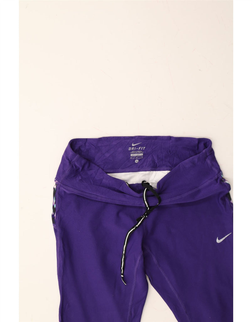NIKE Womens Dri Fit Capri Leggings UK 12 Medium  Purple Colourblock Vintage Nike and Second-Hand Nike from Messina Hembry 