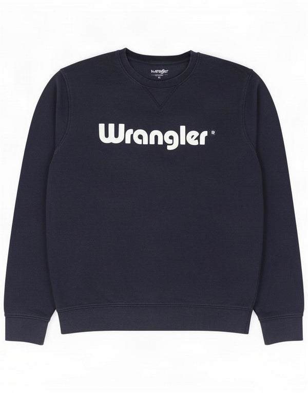 Wrangler Mens Graphic Sweatshirt Jumper Medium Navy Blue Cotton