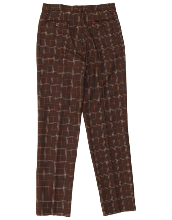 Sisley Mens Tapered Suit Trousers IT 46 Small W30 L32 Brown Check Acetate
