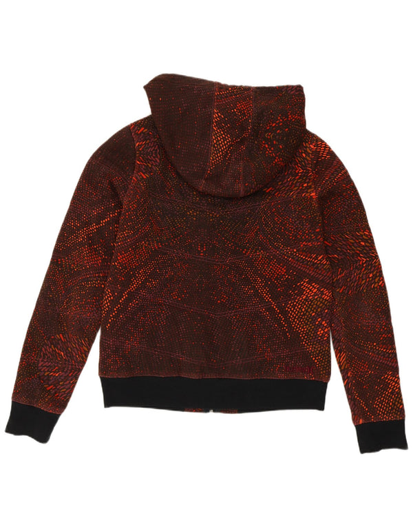 Hurley Womens Hooded Bomber Jacket UK 14 Medium Burgundy Animal Print
