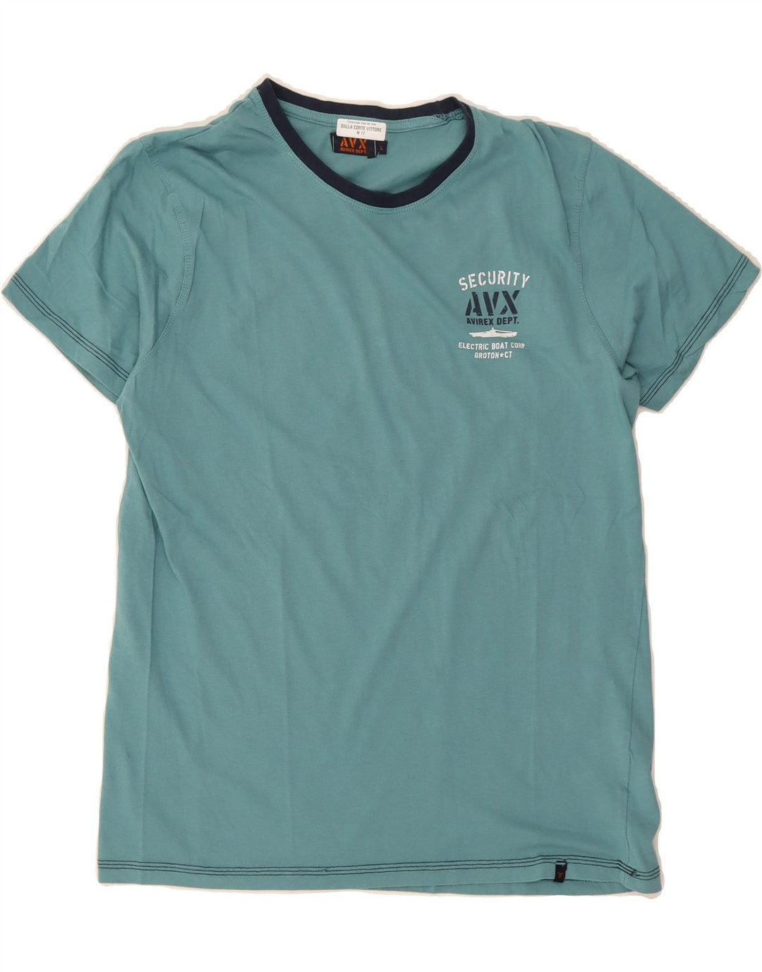 AVIREX Mens Graphic T-Shirt Top Large Blue Cotton Vintage Avirex and Second-Hand Avirex from Messina Hembry 