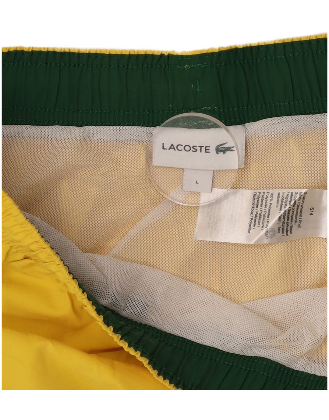 Lacoste Mens Sport Shorts Large Yellow Polyester