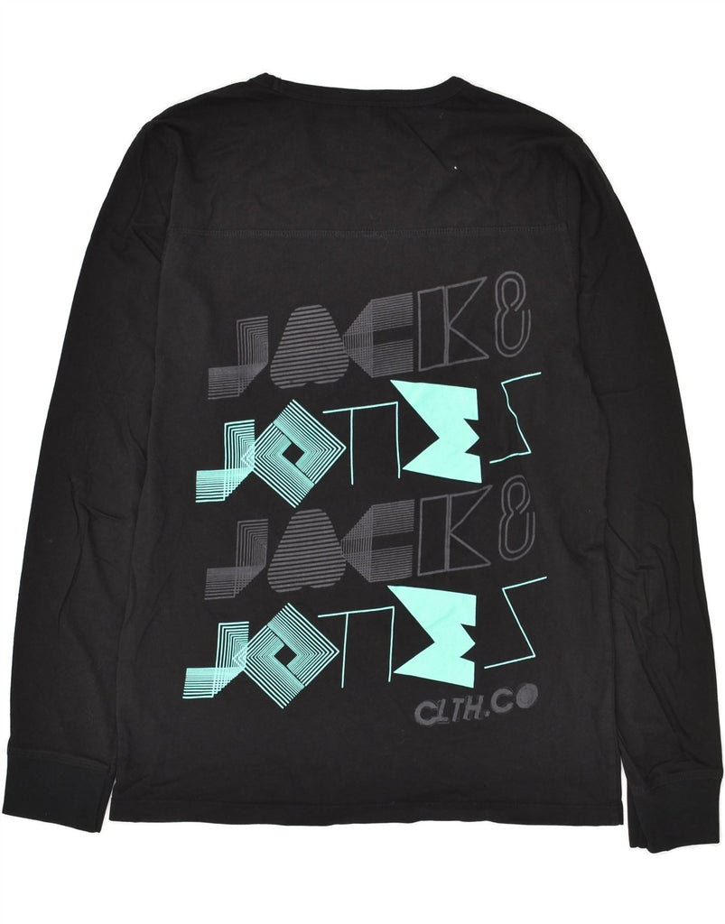 JACK & JONES Mens Graphic Top Long Sleeve Medium Black Cotton | Vintage Jack & Jones | Thrift | Second-Hand Jack & Jones | Used Clothing | Messina Hembry 