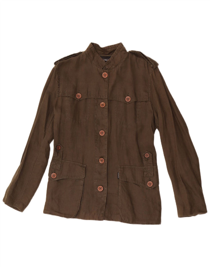 Calvin Klein Jeans Womens Overshirt Military Shirt Medium Khaki Linen