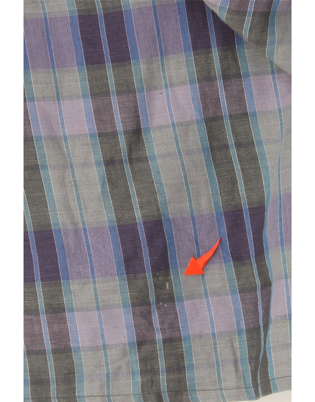 Ungaro Mens Short Sleeve Shirt Size 16 41 Large Purple Check Linen