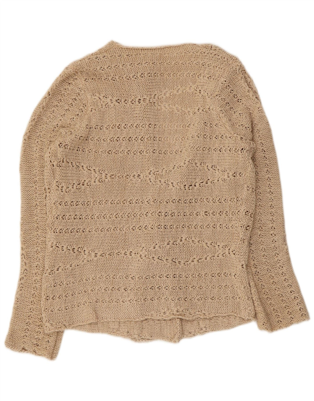 Marks & Spencer Womens Open Cardigan Sweater UK 12 Medium Beige Acrylic
